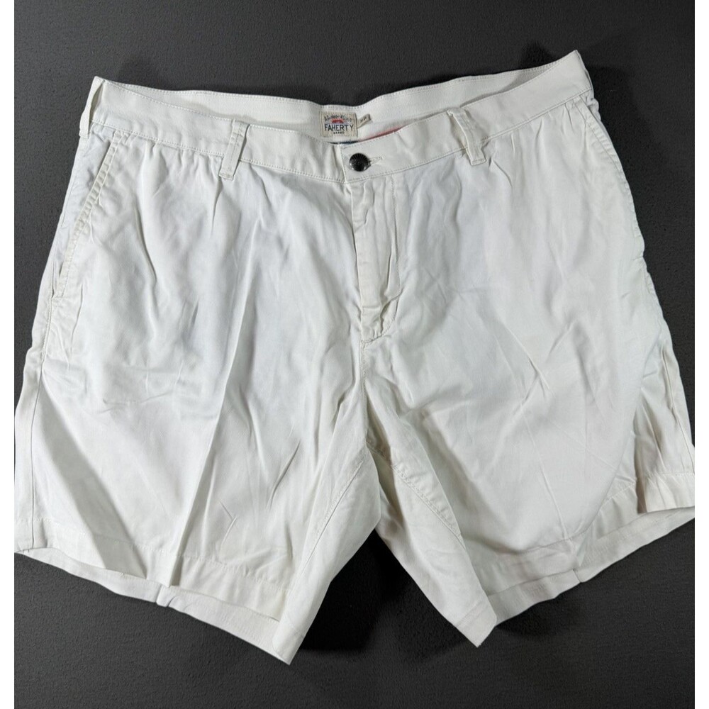 Faherty Island Life Shorts Mens Sz 36 8" Pumice Khaki Pockets Cotton Stretch
